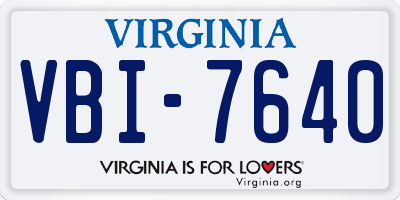 VA license plate VBI7640