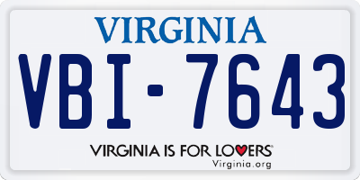 VA license plate VBI7643