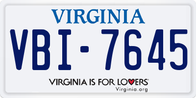 VA license plate VBI7645
