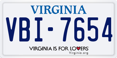 VA license plate VBI7654