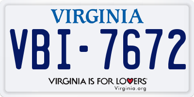 VA license plate VBI7672