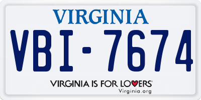 VA license plate VBI7674