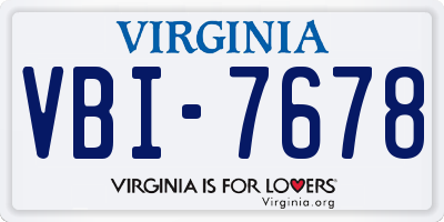 VA license plate VBI7678