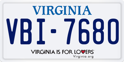 VA license plate VBI7680