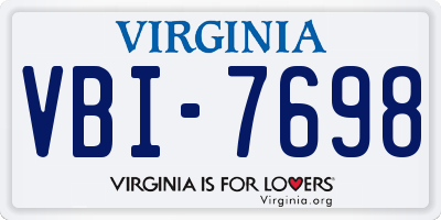 VA license plate VBI7698
