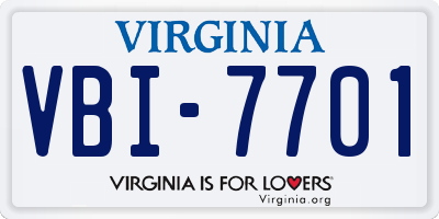 VA license plate VBI7701