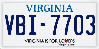 VA license plate VBI7703