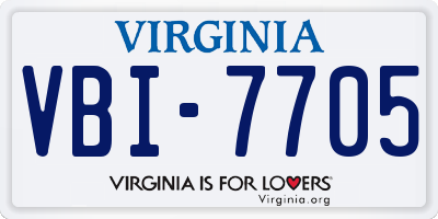 VA license plate VBI7705