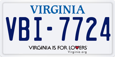VA license plate VBI7724