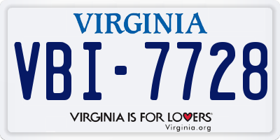VA license plate VBI7728