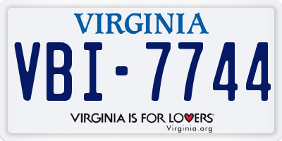 VA license plate VBI7744