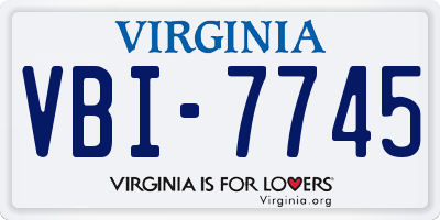 VA license plate VBI7745
