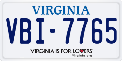 VA license plate VBI7765