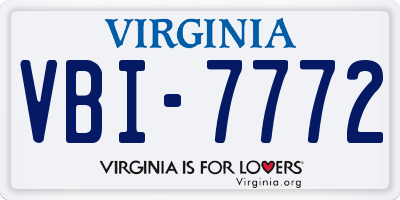 VA license plate VBI7772