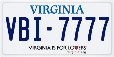 VA license plate VBI7777