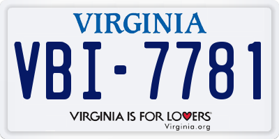 VA license plate VBI7781