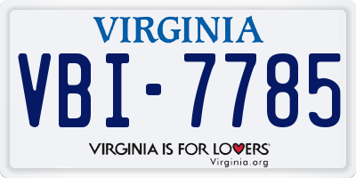 VA license plate VBI7785