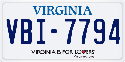 VA license plate VBI7794