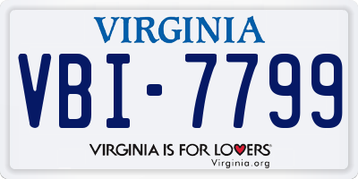 VA license plate VBI7799