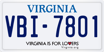 VA license plate VBI7801