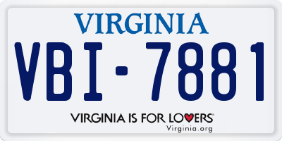 VA license plate VBI7881