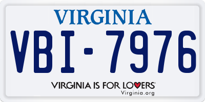 VA license plate VBI7976