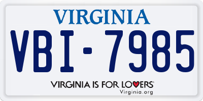 VA license plate VBI7985