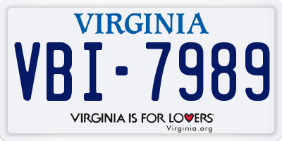 VA license plate VBI7989