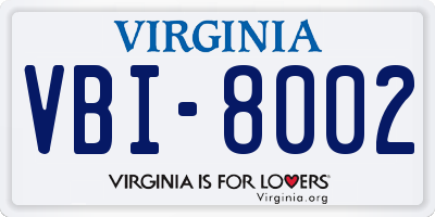 VA license plate VBI8002