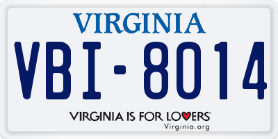 VA license plate VBI8014