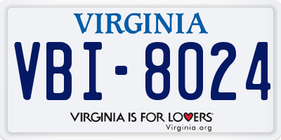 VA license plate VBI8024
