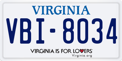 VA license plate VBI8034