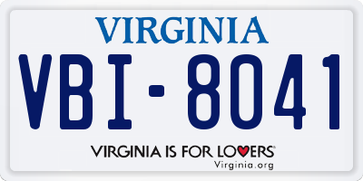 VA license plate VBI8041