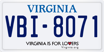 VA license plate VBI8071