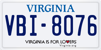 VA license plate VBI8076