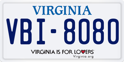 VA license plate VBI8080