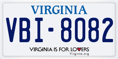 VA license plate VBI8082