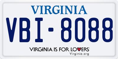 VA license plate VBI8088