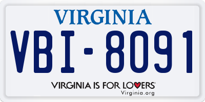 VA license plate VBI8091
