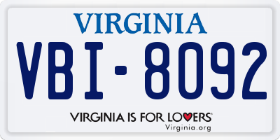 VA license plate VBI8092
