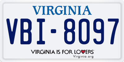 VA license plate VBI8097