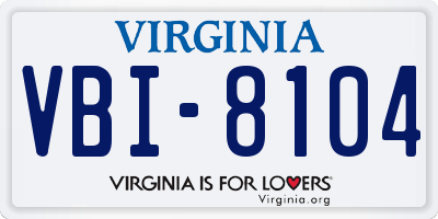 VA license plate VBI8104