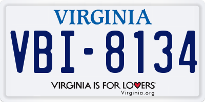 VA license plate VBI8134