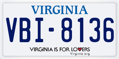 VA license plate VBI8136