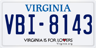 VA license plate VBI8143