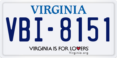 VA license plate VBI8151