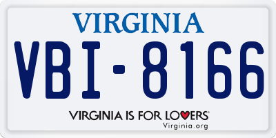 VA license plate VBI8166