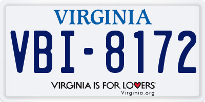 VA license plate VBI8172
