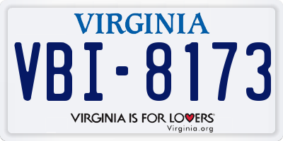 VA license plate VBI8173