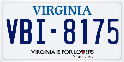 VA license plate VBI8175